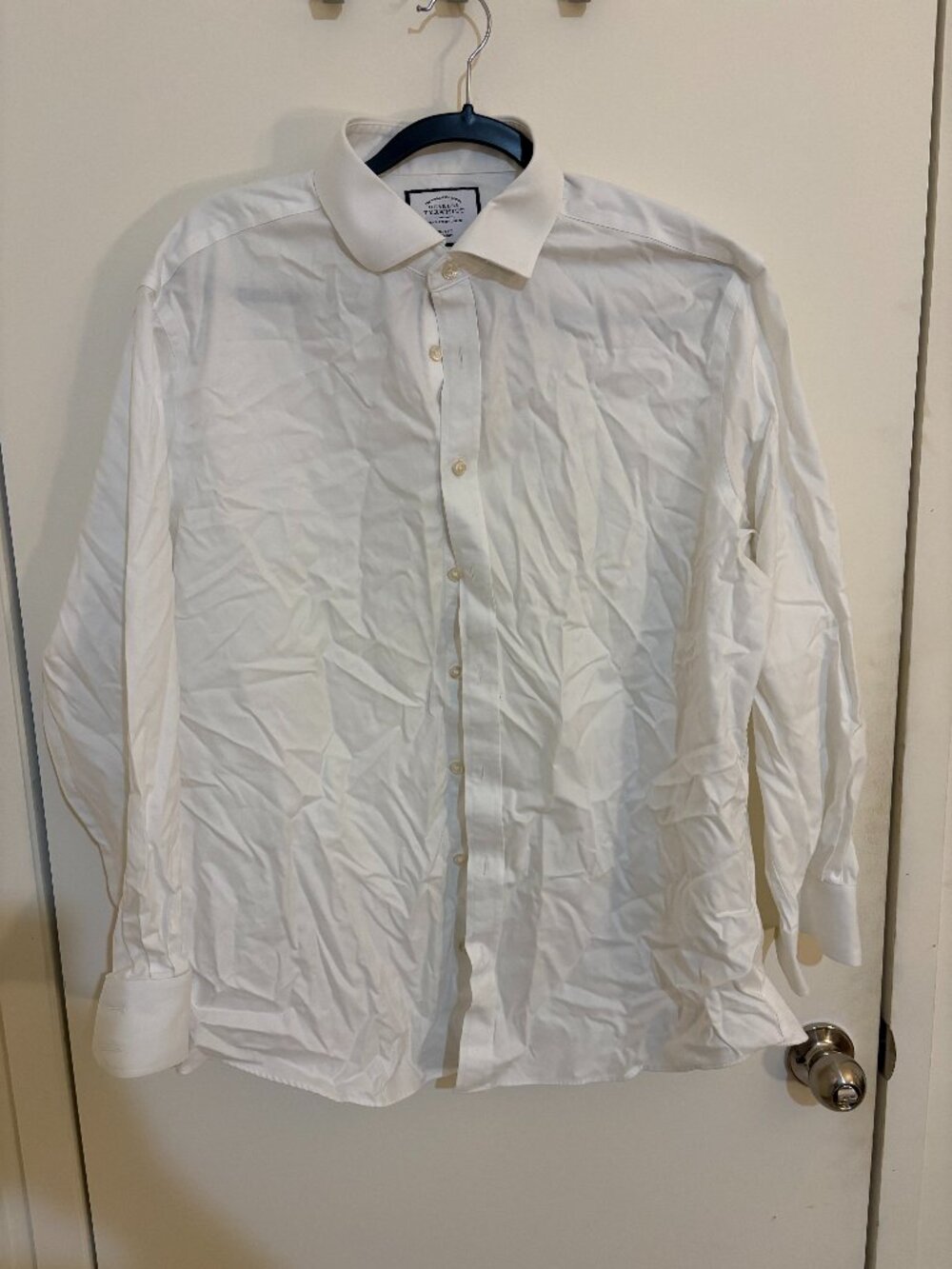 Charles Tyrwhitt White Dress Shirt Slim Fit Non-Iron Size 17½/34
